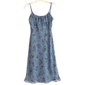 VTG Y2K My Michelle Blue Leopard and Floral Layered Slip Dress Size 5/6 Small